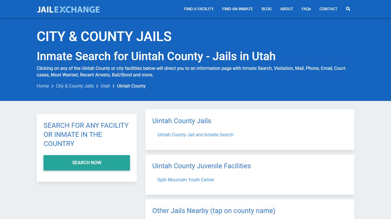 Inmate Search for Uintah County | Jails in Utah - Jail Exchange
