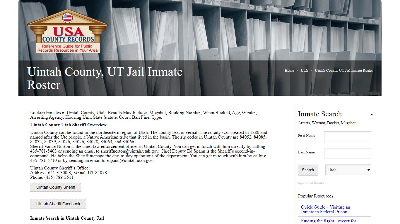 Uintah County, UT Jail Inmate Roster | Name Search